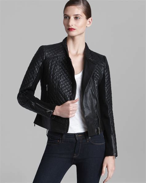 michael kors leather zipper moto jacket|Michael Kors black leather jacket.